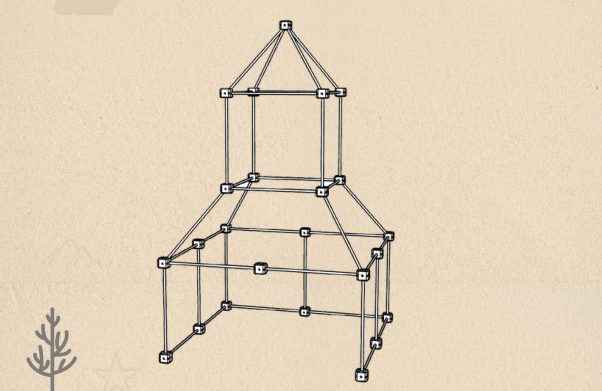 Line drawing of the House with Pointed Roof structure